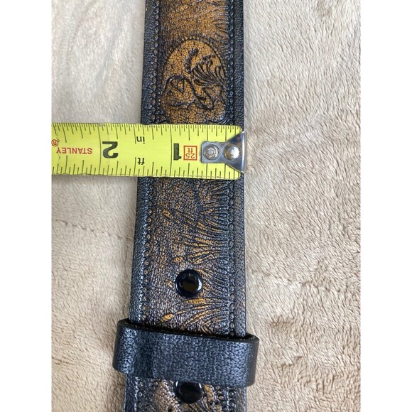 Genuine Leather Brown Tooled Belt Size 42 Fisherman Outdoors Northern Bass Pole - Picture 8 of 11